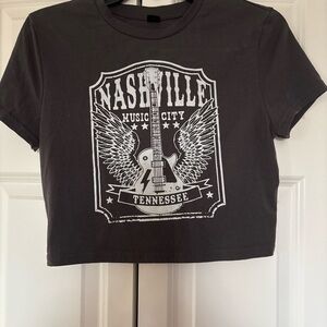 SHEIN Gray Nashville Graphic Crop Top
